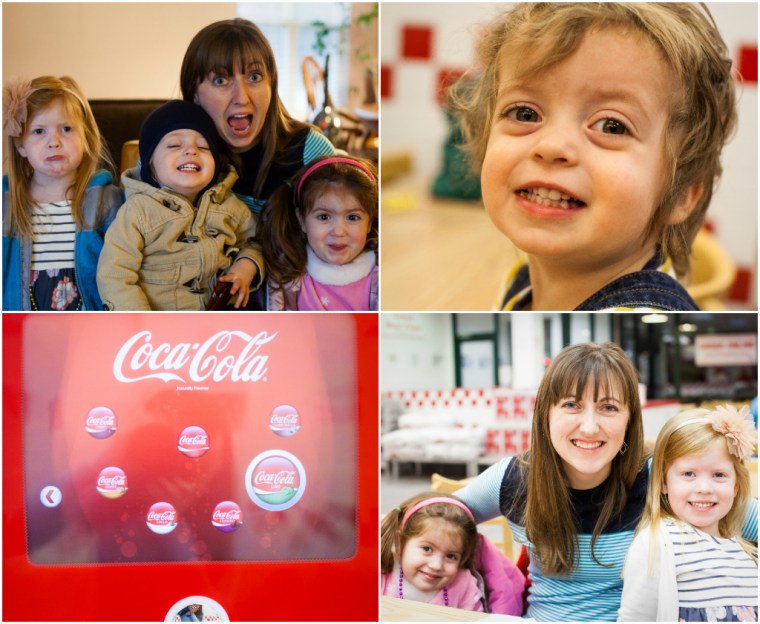 #19- Birthday evening with my brother, sister-in-law, nieces, and nephew:  Five Guys burger and the futuristic pop machine hit the spot!  :)