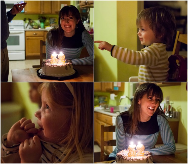 #21- Birthday cake!  (and being sung to by my Indy and South Carolina brothers' families, thanks to a well-timed call from the south!)