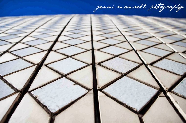 A close-up of the opera house roof tiles.