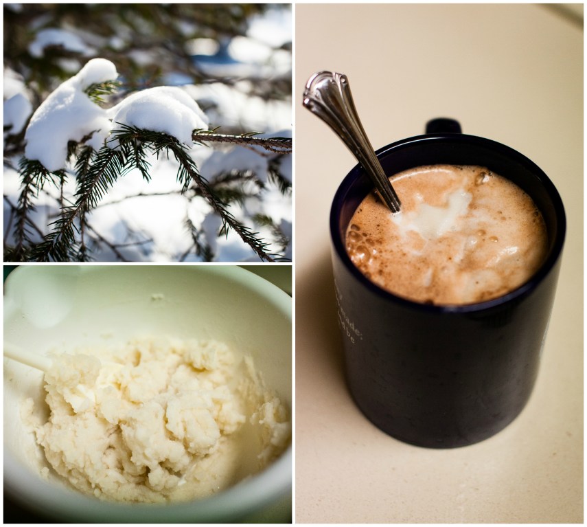#13-  Enjoying a Valentine's Day snow and some snow ice cream in my hot chocolate