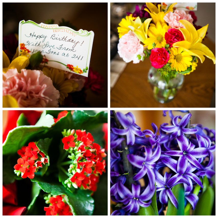 #25-  Flowers from family and friends- smelling springtime in my apartment.