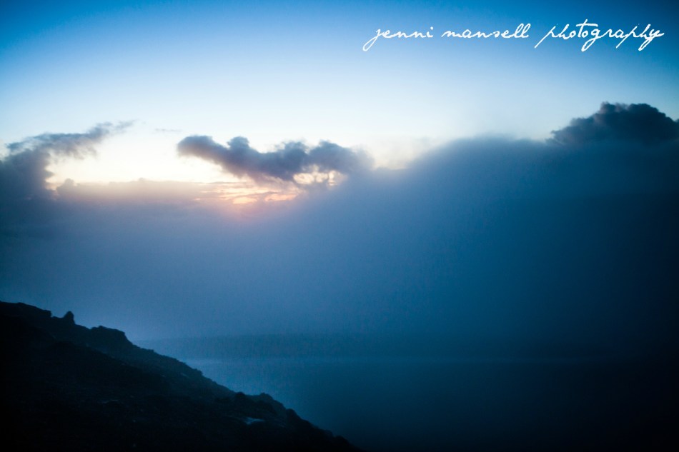 The sunlight starting to peek through over the Haleakala crater.