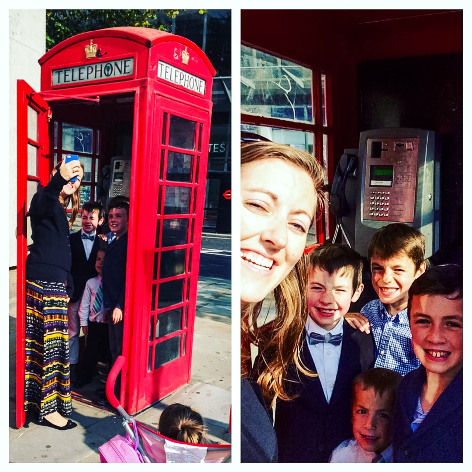 Of course we had to get a phone booth photo! Many thanks to my mom for capturing the photo of the photo-taking. :)